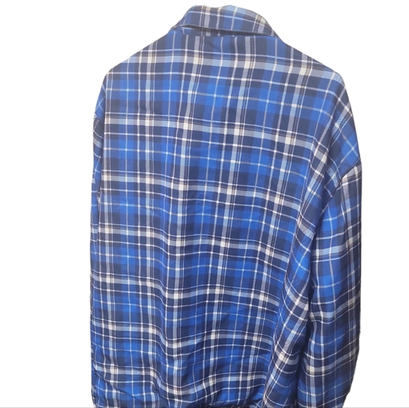 Plaid Blue Men's 3xl fleece lined shacket jacket warm cozy sherpa - Picture 2 of 6